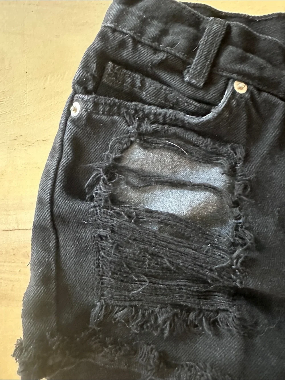 Brandy Melville Black High-Waisted Distressed Denim Shorts